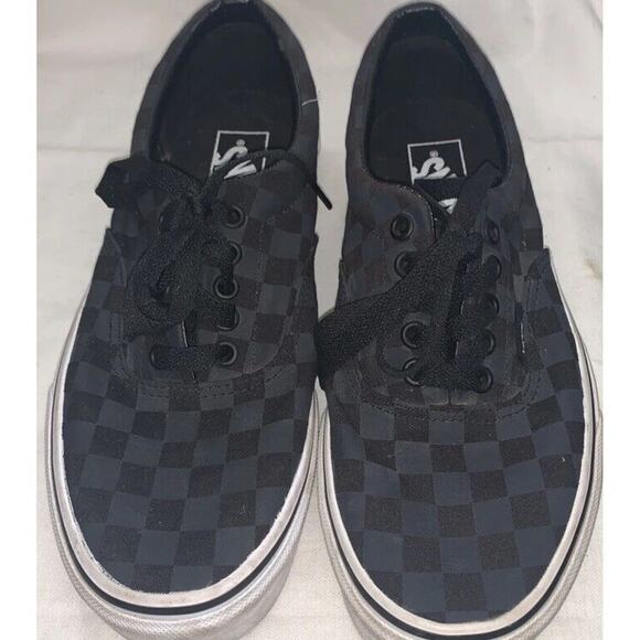Men’s Vans Black/Gray Checkered Low Top Sneakers Size 7.5 - Picture 1 of 5
